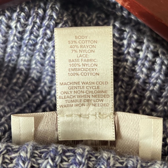 Ann Taylor LOFT lavender knit sweater with lace - Picture 5 of 5